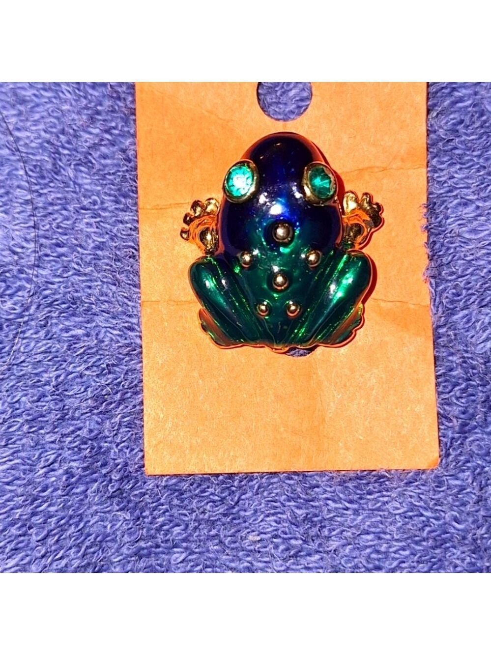 Small Frog Brooch Blue Green